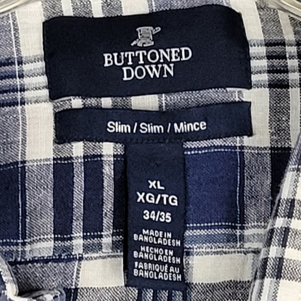 🌼Buttoned Down Shirt Mens Size XL Slim Plaid - Picture 4 of 8